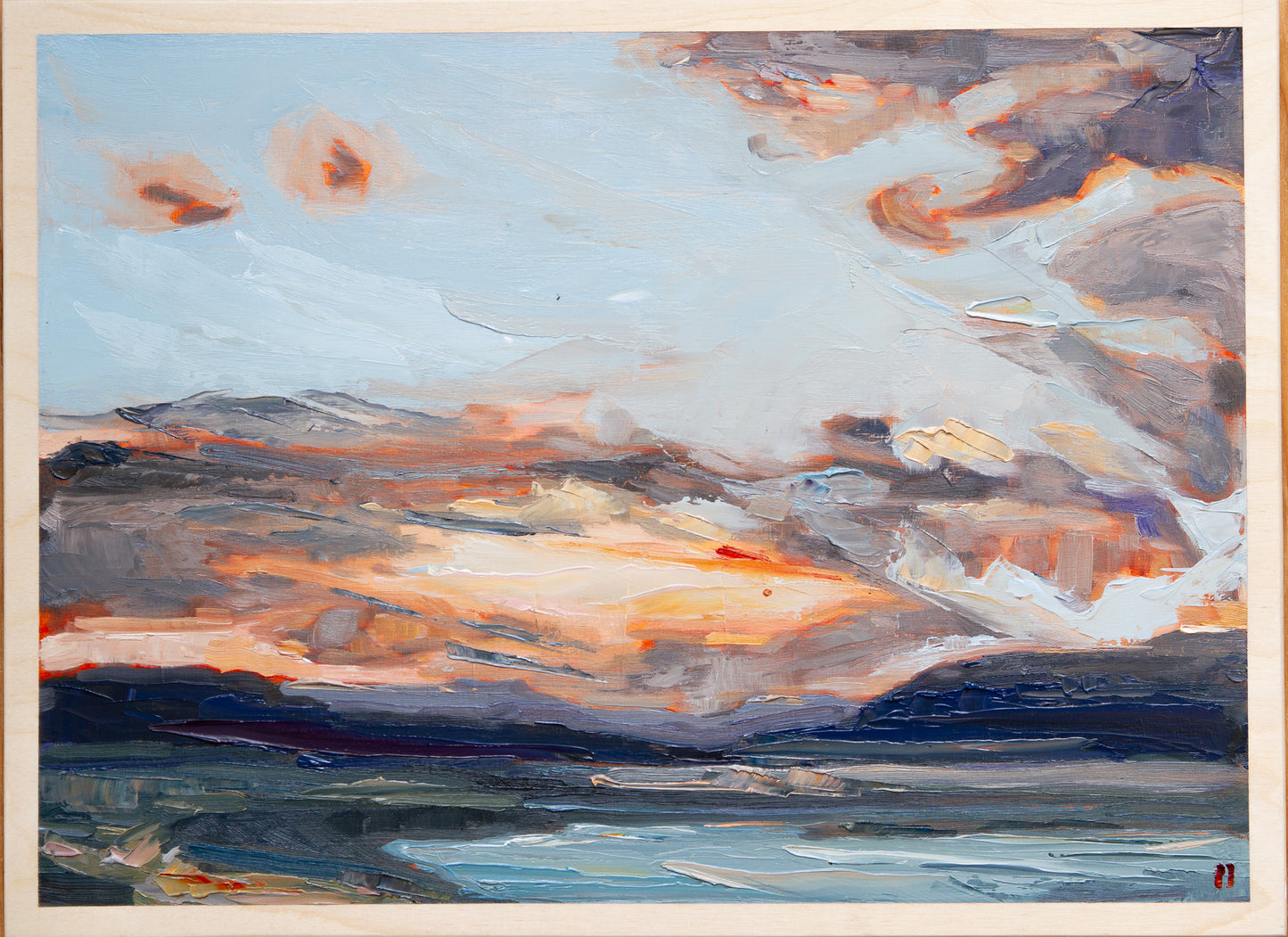 A Homage and a Love Song - Sunset II. Oil on birch.