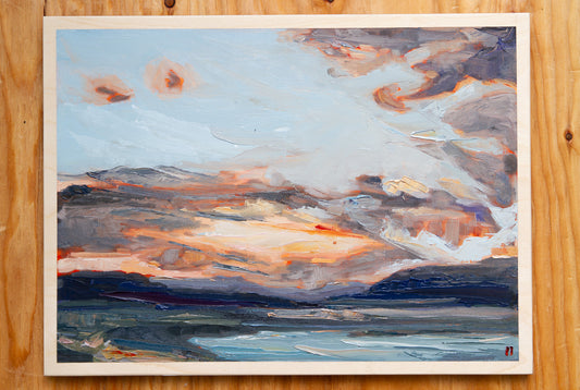 A Homage and a Love Song - Sunset II. Oil on birch.