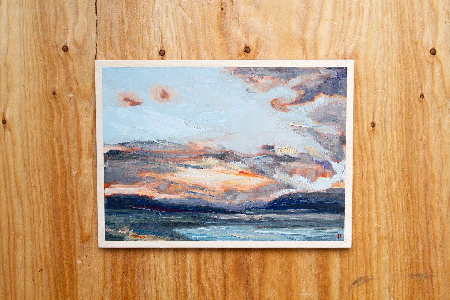 A Homage and a Love Song - Sunset II. Oil on birch.