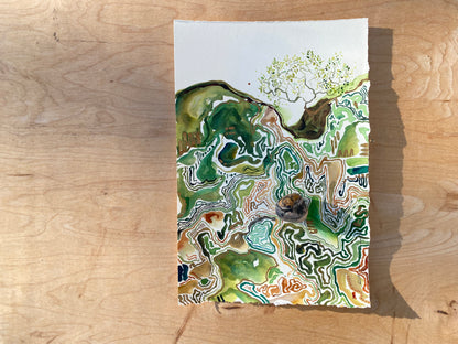 from hand to hand - watercolor on paper. MOUNTED.