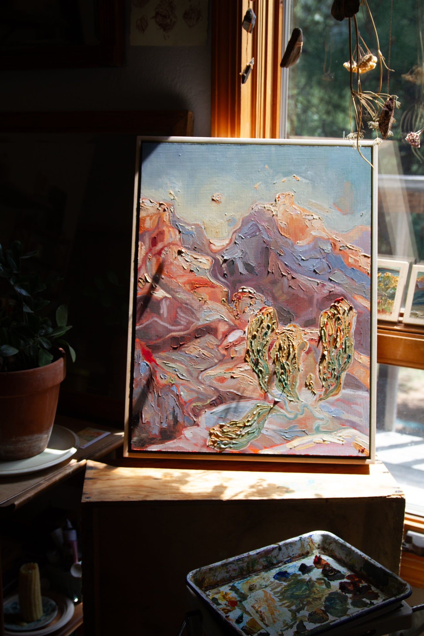 TENDED OVER. oil on panel.