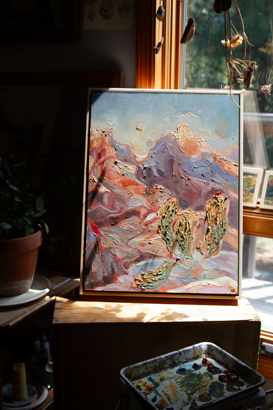 TENDED OVER. oil on panel.