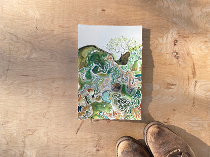 from hand to hand - watercolor on paper. MOUNTED.