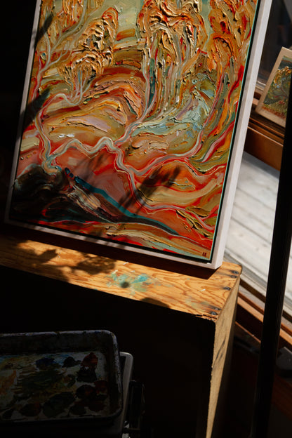 UNABASHED AND AWAKE. oil on panel.