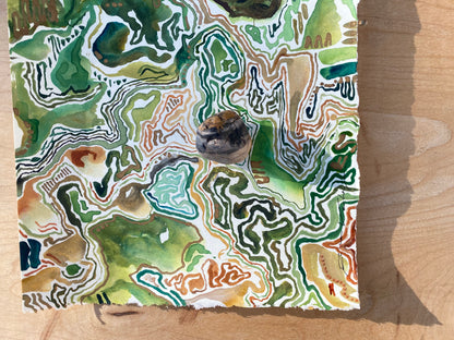 from hand to hand - watercolor on paper. MOUNTED.