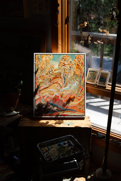 UNABASHED AND AWAKE. oil on panel.