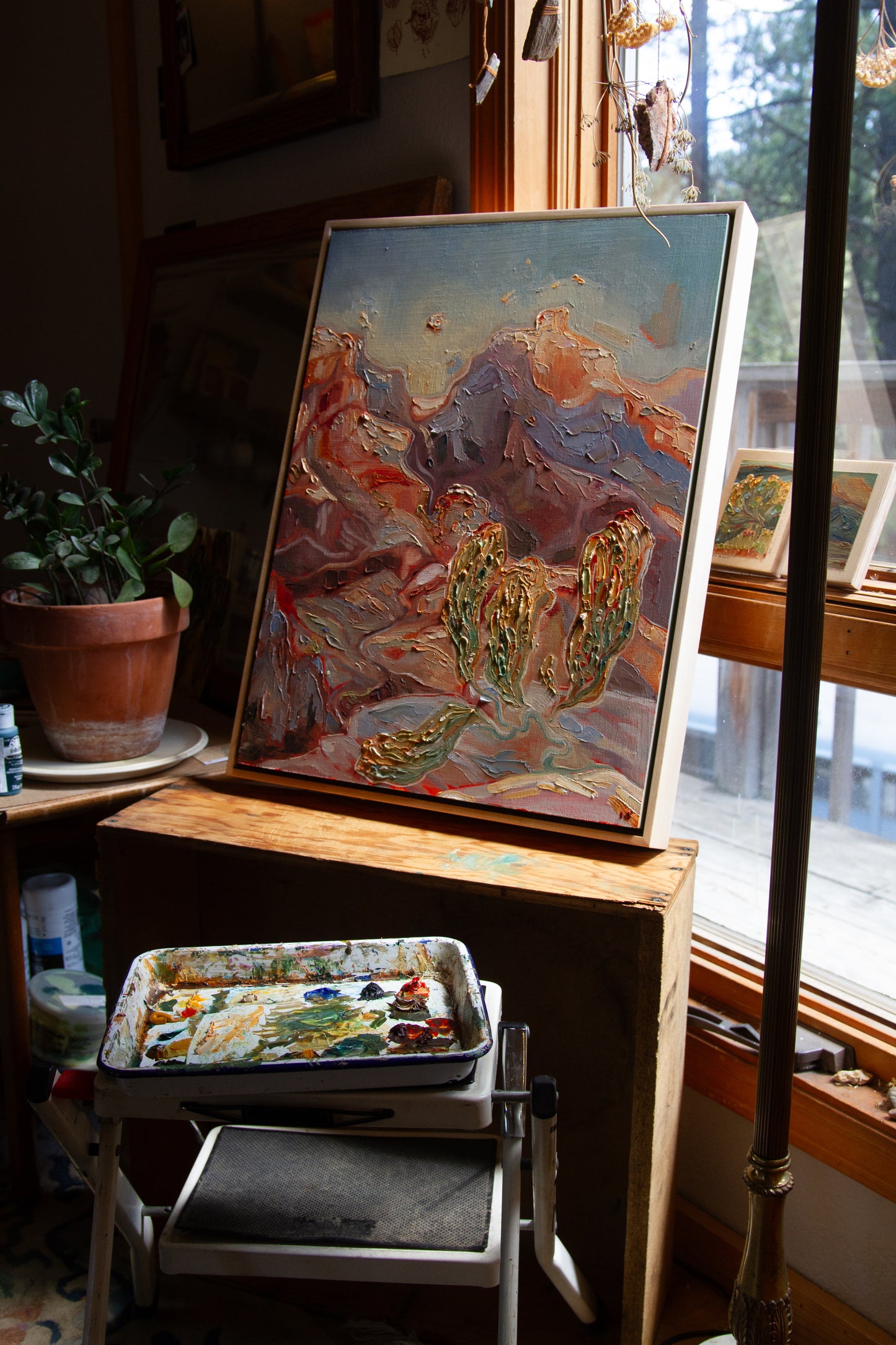 TENDED OVER. oil on panel.