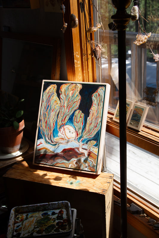A TENDER BOND. oil on panel.