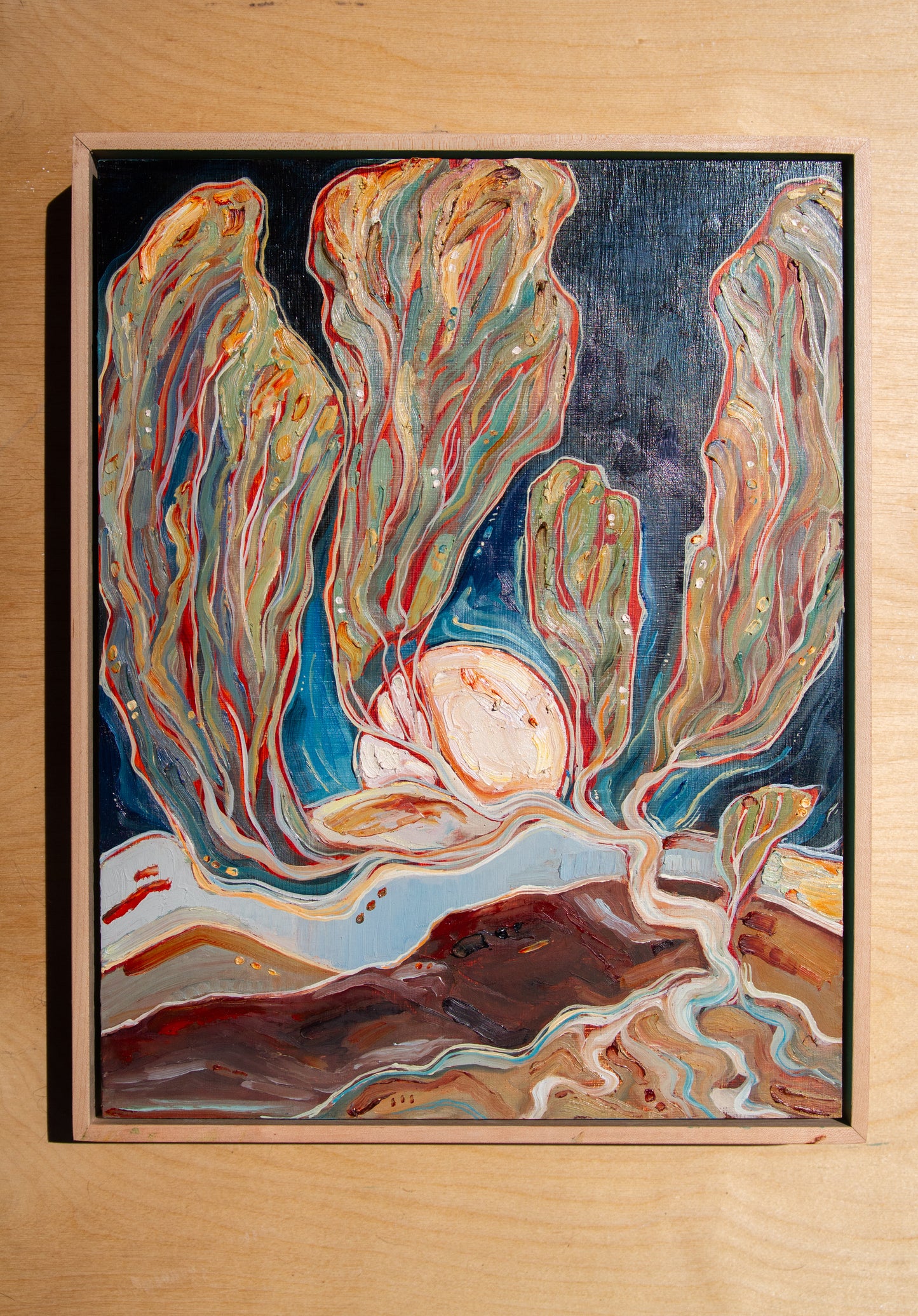 A TENDER BOND. oil on panel.