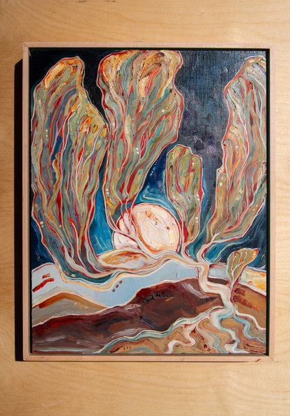 A TENDER BOND. oil on panel.