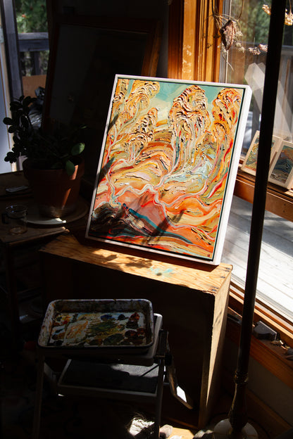 UNABASHED AND AWAKE. oil on panel.