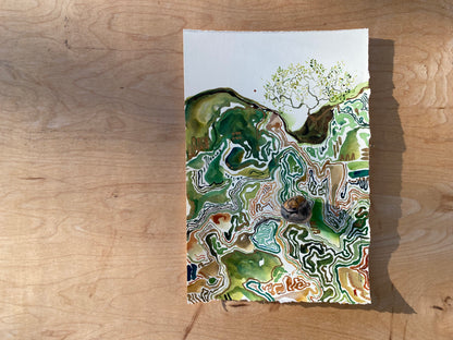 from hand to hand - watercolor on paper. MOUNTED.