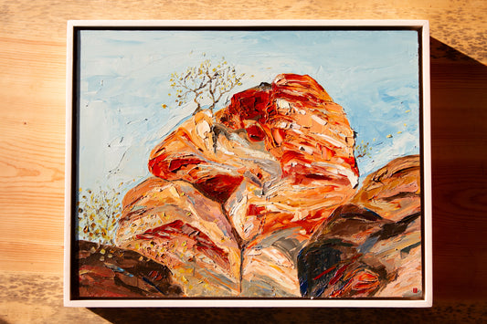 An Outlook - oil on panel, FRAMED.