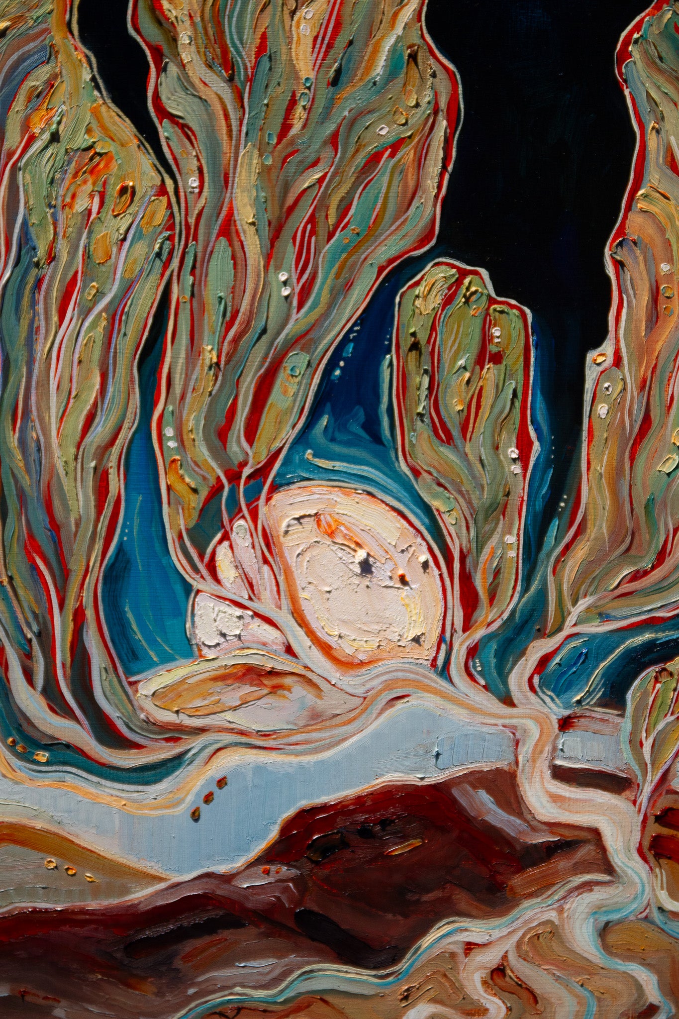 A TENDER BOND. oil on panel.