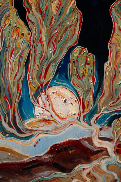 A TENDER BOND. oil on panel.