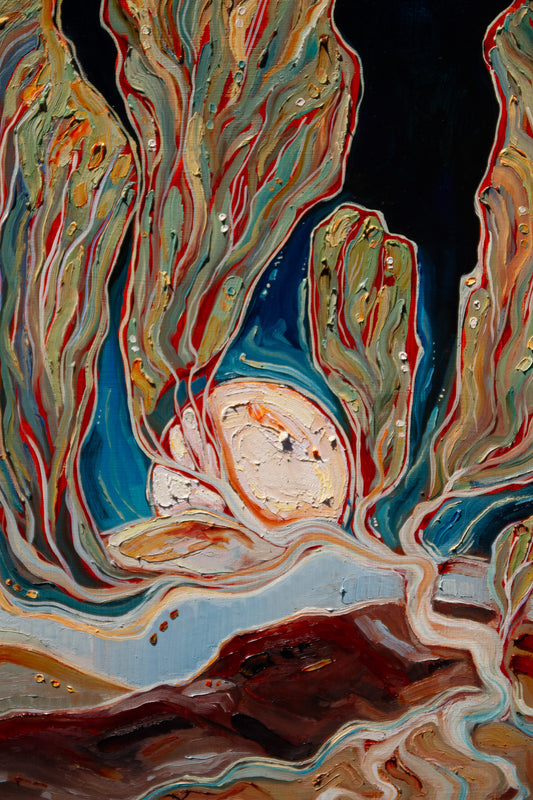 A TENDER BOND. oil on panel.