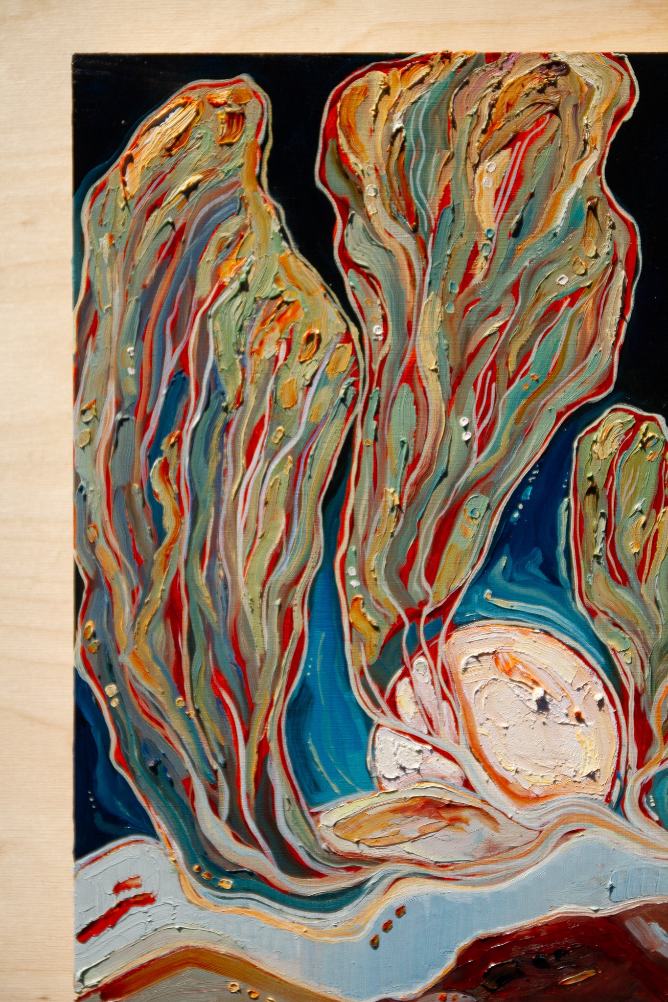 A TENDER BOND. oil on panel.