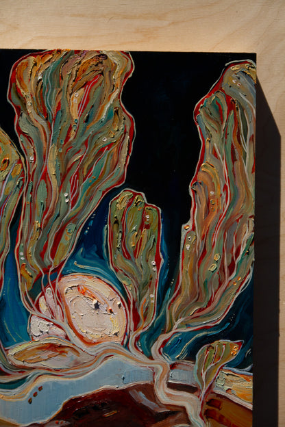 A TENDER BOND. oil on panel.