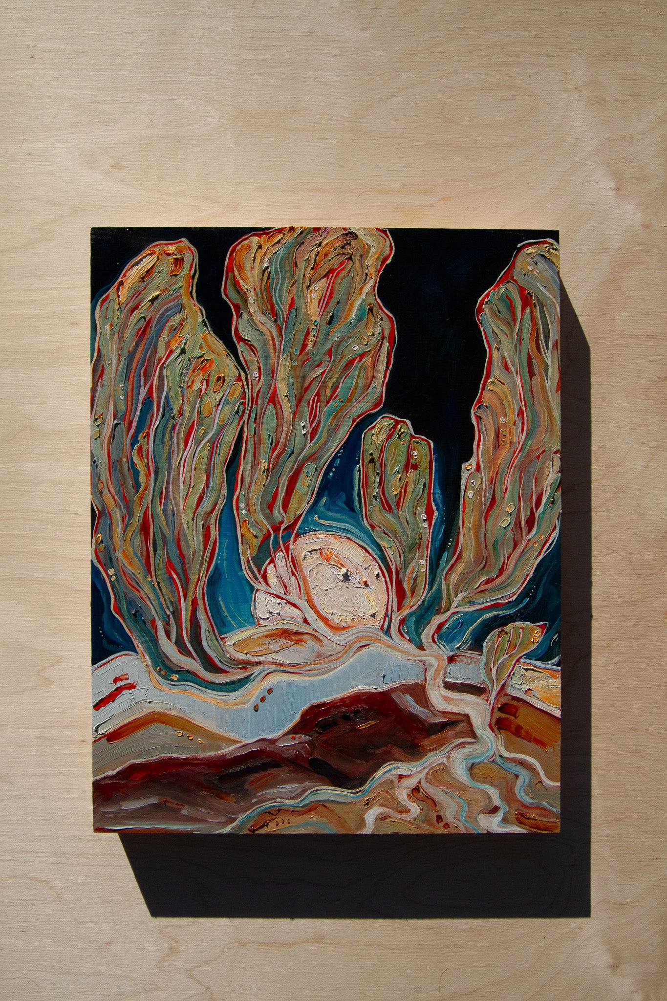 A TENDER BOND. oil on panel.