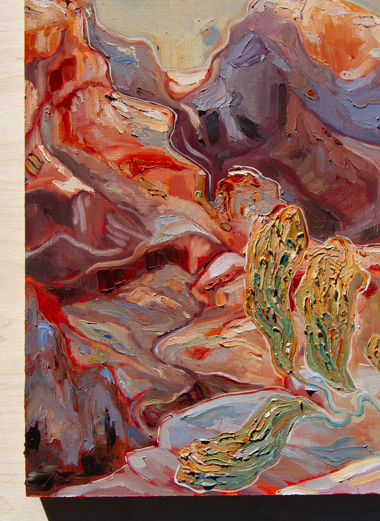 TENDED OVER. oil on panel.