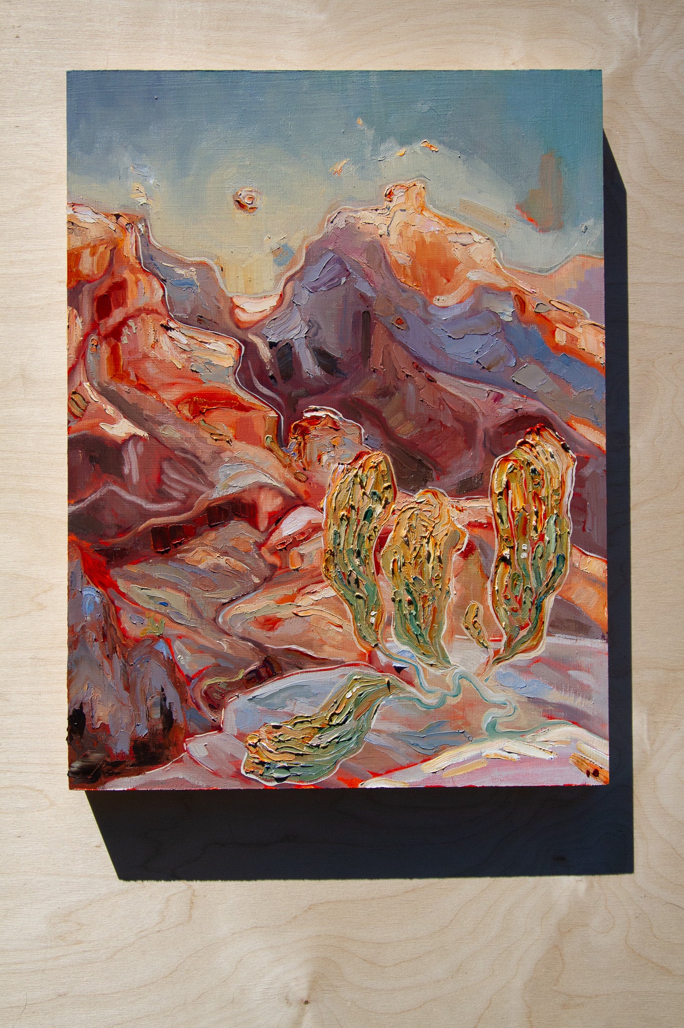 TENDED OVER. oil on panel.