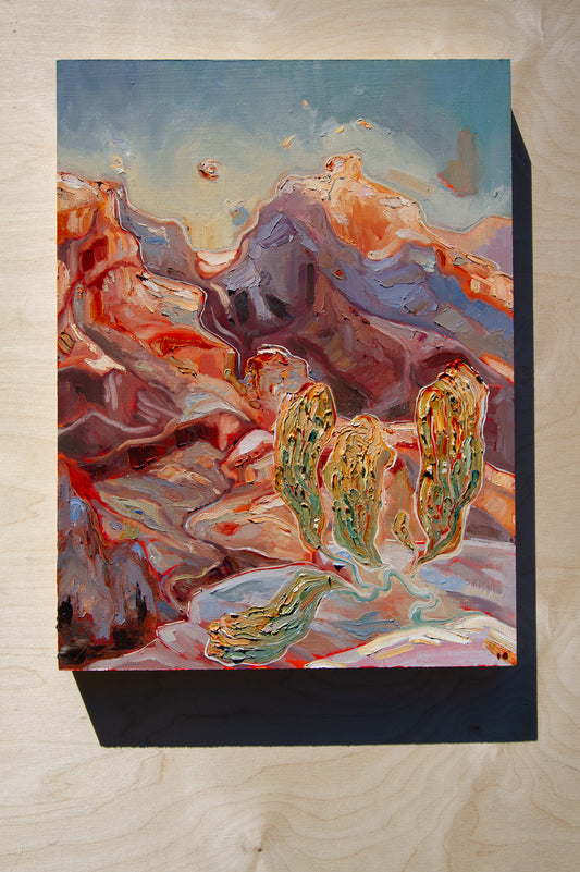 TENDED OVER. oil on panel.