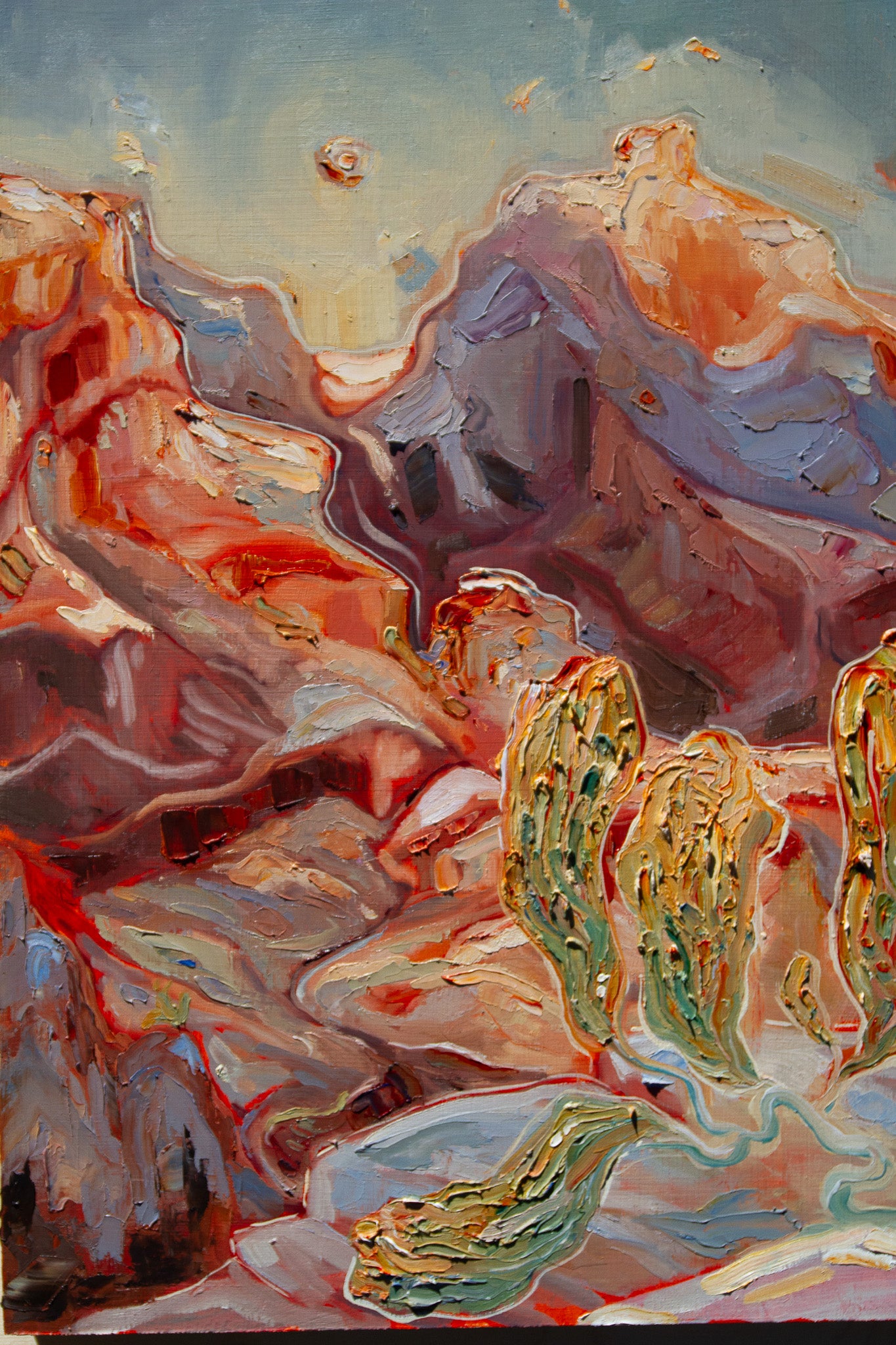 TENDED OVER. oil on panel.