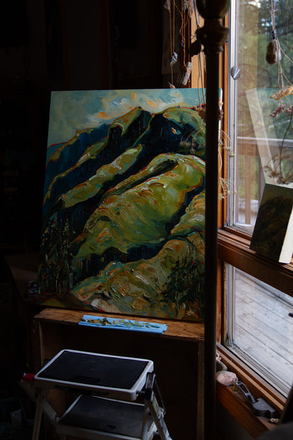 AND ALL RETURNS TO THIS. oil on panel.