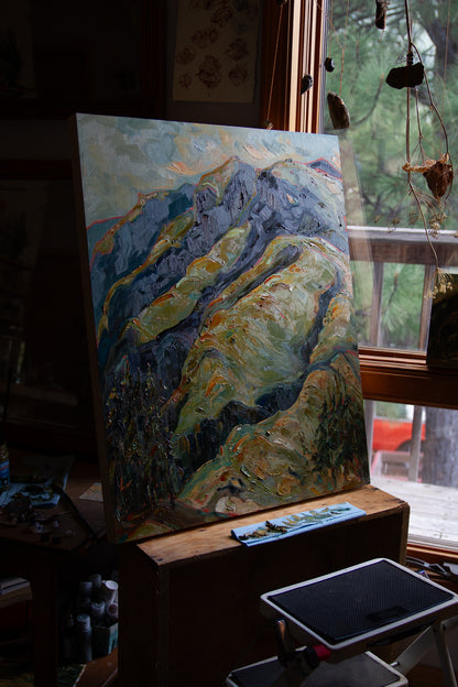 AND ALL RETURNS TO THIS. oil on panel.