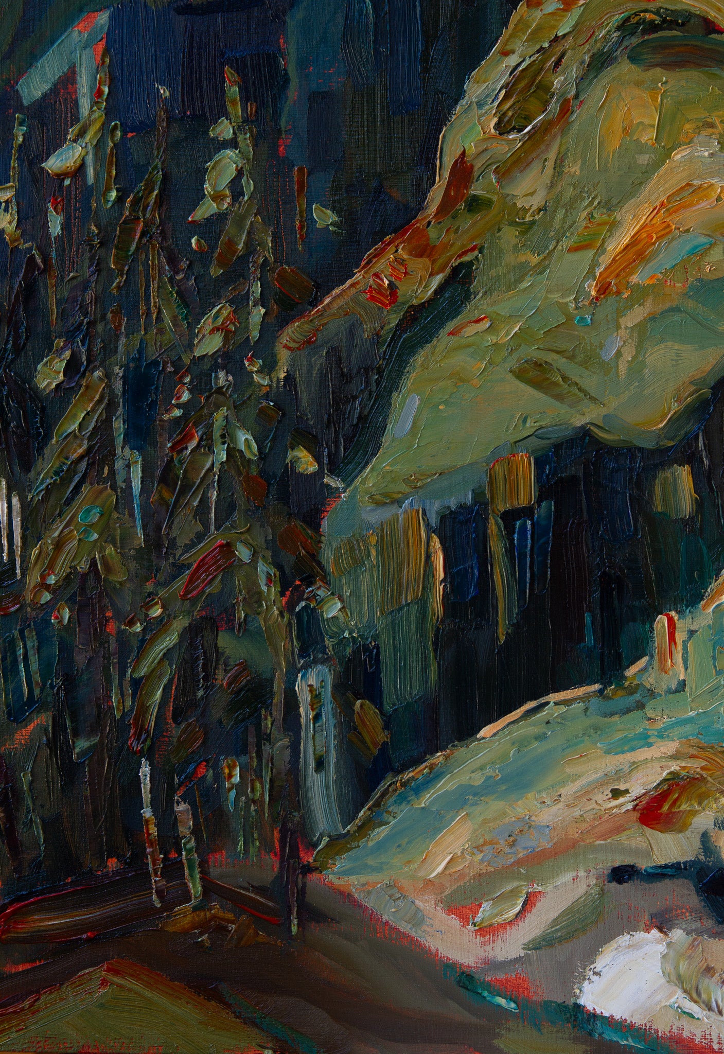 AND ALL RETURNS TO THIS. oil on panel.