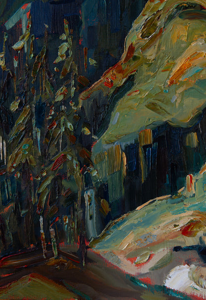 AND ALL RETURNS TO THIS. oil on panel.