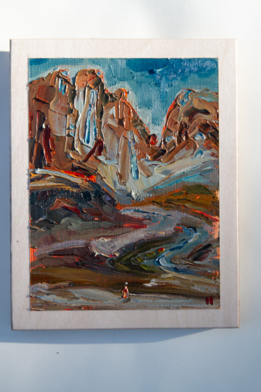 SMITH AT DUSK - oil on birch.