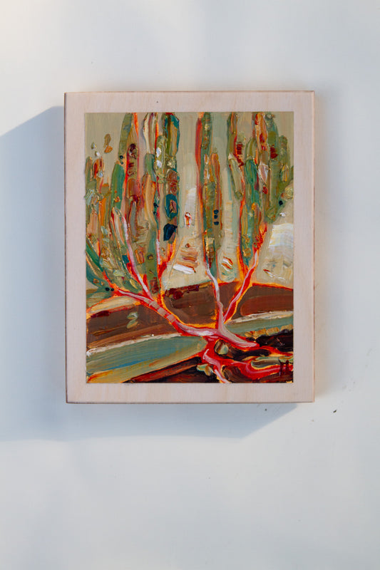 SAGE IN BADLANDS - oil on birch.