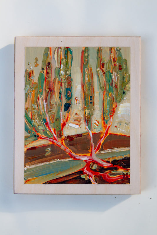 SAGE IN BADLANDS - oil on birch.
